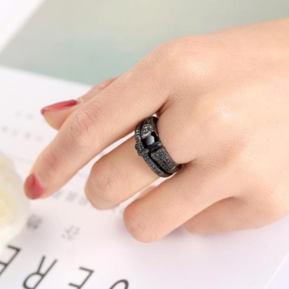 NEW Princess Cut Black Sapphire 925 Silver Ring C - Picture 5 of 5